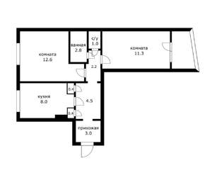 2-к квартира, вторичка, 48м2, 1/10 этаж