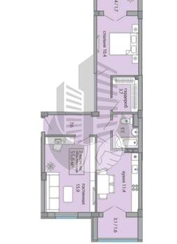 2-к квартира, вторичка, 52м2, 3/3 этаж