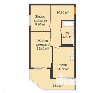 2-к квартира, вторичка, 50м2, 11/24 этаж