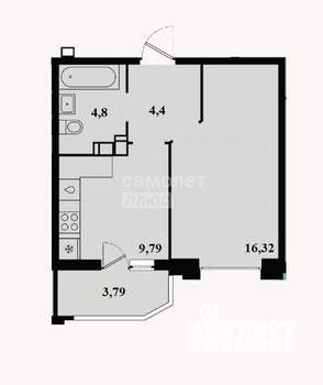 1-к квартира, вторичка, 35м2, 7/22 этаж