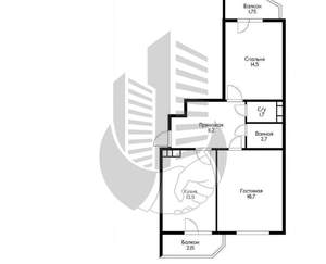 2-к квартира, вторичка, 65м2, 8/16 этаж