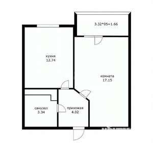 1-к квартира, вторичка, 32м2, 1/9 этаж