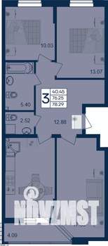 3-к квартира, вторичка, 78м2, 2/18 этаж