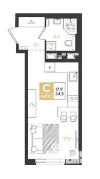 Студия квартира, строящийся дом, 25м2, 8/18 этаж