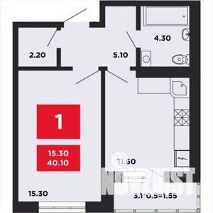 1-к квартира, вторичка, 40м2, 14/18 этаж