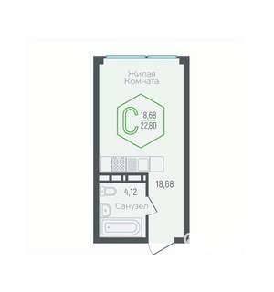 Студия квартира, вторичка, 23м2, 14/24 этаж