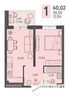 1-к квартира, вторичка, 40м2, 1/18 этаж