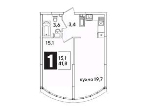 1-к квартира, вторичка, 42м2, 16/16 этаж