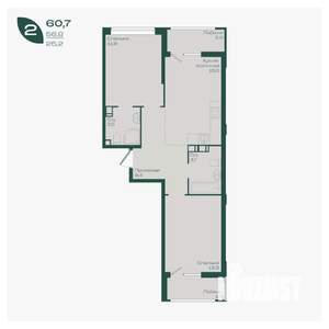 2-к квартира, вторичка, 61м2, 8/18 этаж