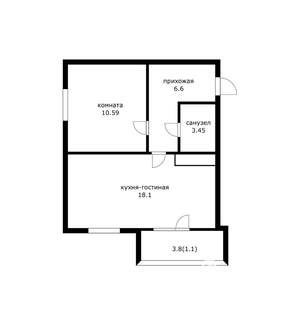 1-к квартира, вторичка, 44м2, 7/25 этаж