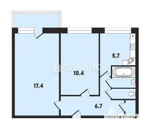 2-к квартира, вторичка, 45м2, 2/5 этаж