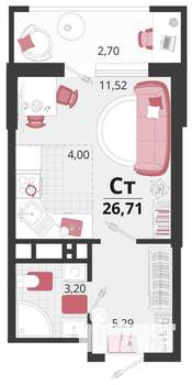 1-к квартира, вторичка, 27м2, 16/18 этаж