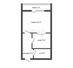 1-к квартира, вторичка, 35м2, 4/5 этаж