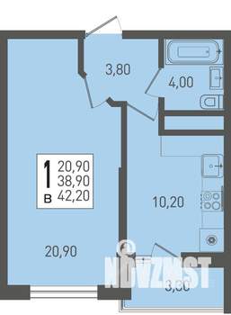 1-к квартира, вторичка, 42м2, 7/22 этаж