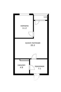 1-к квартира, вторичка, 47м2, 5/9 этаж