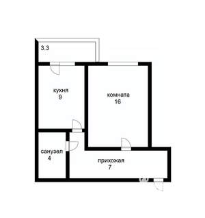 1-к квартира, вторичка, 37м2, 3/6 этаж