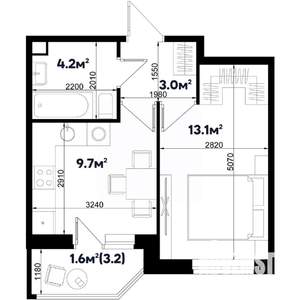 1-к квартира, строящийся дом, 31м2, 5/9 этаж