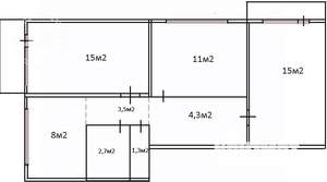 3-к квартира, вторичка, 61м2, 6/9 этаж