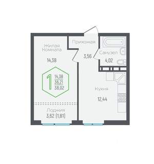 1-к квартира, вторичка, 36м2, 7/24 этаж