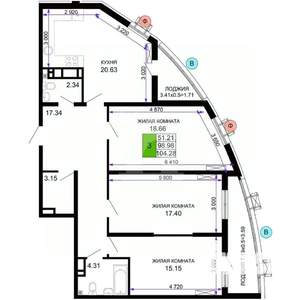 3-к квартира, вторичка, 103м2, 21/24 этаж