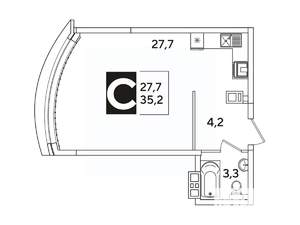 Студия квартира, вторичка, 35м2, 9/16 этаж