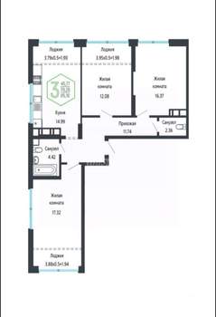 4-к квартира, вторичка, 81м2, 19/24 этаж