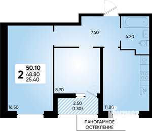 2-к квартира, вторичка, 50м2, 2/18 этаж