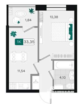 1-к квартира, вторичка, 33м2, 5/18 этаж