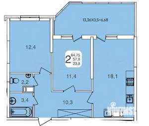 2-к квартира, вторичка, 71м2, 20/24 этаж