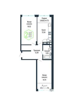 2-к квартира, вторичка, 67м2, 17/24 этаж