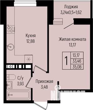 1-к квартира, вторичка, 35м2, 4/14 этаж