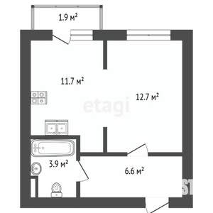 1-к квартира, вторичка, 35м2, 1/3 этаж