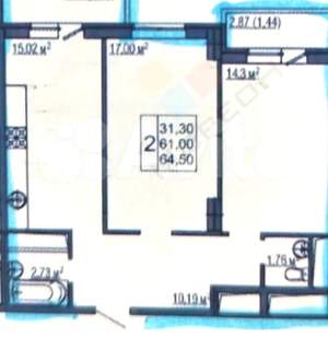 2-к квартира, вторичка, 68м2, 11/16 этаж