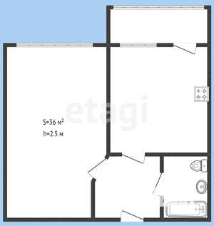 1-к квартира, вторичка, 36м2, 5/6 этаж