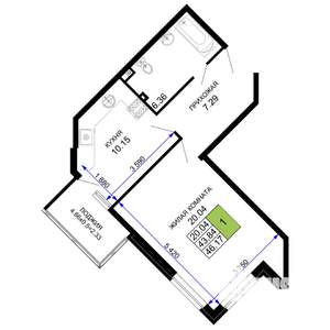 1-к квартира, строящийся дом, 46м2, 1/12 этаж