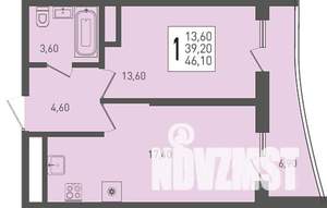 1-к квартира, вторичка, 46м2, 21/24 этаж