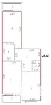 2-к квартира, вторичка, 60м2, 5/16 этаж