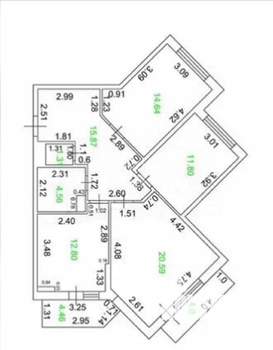 3-к квартира, вторичка, 81м2, 22/22 этаж