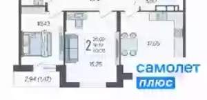 2-к квартира, вторичка, 60м2, 6/12 этаж