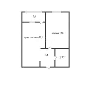1-к квартира, вторичка, 38м2, 8/16 этаж