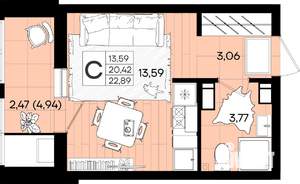 Студия квартира, вторичка, 23м2, 8/18 этаж