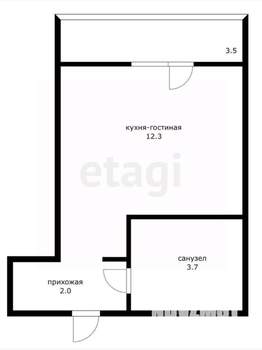 Студия квартира, вторичка, 18м2, 8/16 этаж