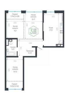 Студия квартира, вторичка, 85м2, 9/24 этаж