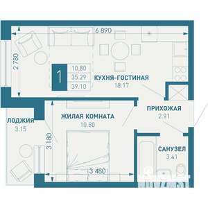 1-к квартира, строящийся дом, 38м2, 9/9 этаж