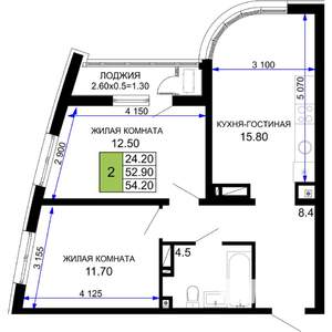 2-к квартира, вторичка, 54м2, 9/18 этаж