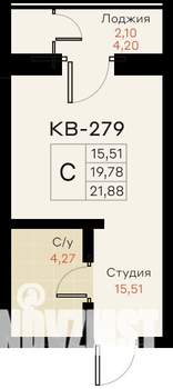 Студия квартира, вторичка, 21м2, 17/18 этаж
