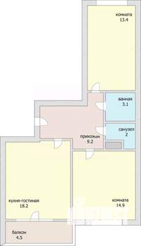 2-к квартира, вторичка, 63м2, 11/24 этаж