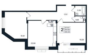 2-к квартира, вторичка, 87м2, 2/12 этаж