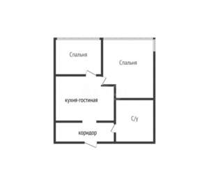 2-к квартира, вторичка, 45м2, 3/16 этаж
