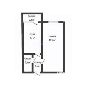 1-к квартира, вторичка, 32м2, 8/9 этаж